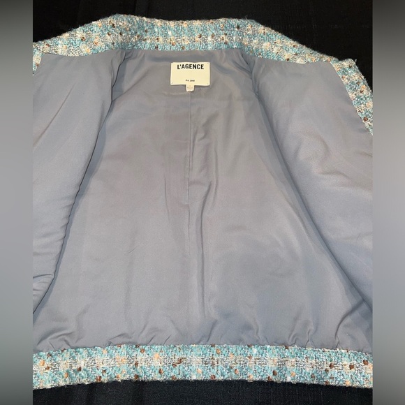 L'AGENCE Bridges Tweed Crop Jacket in Sage - Picture 13 of 15